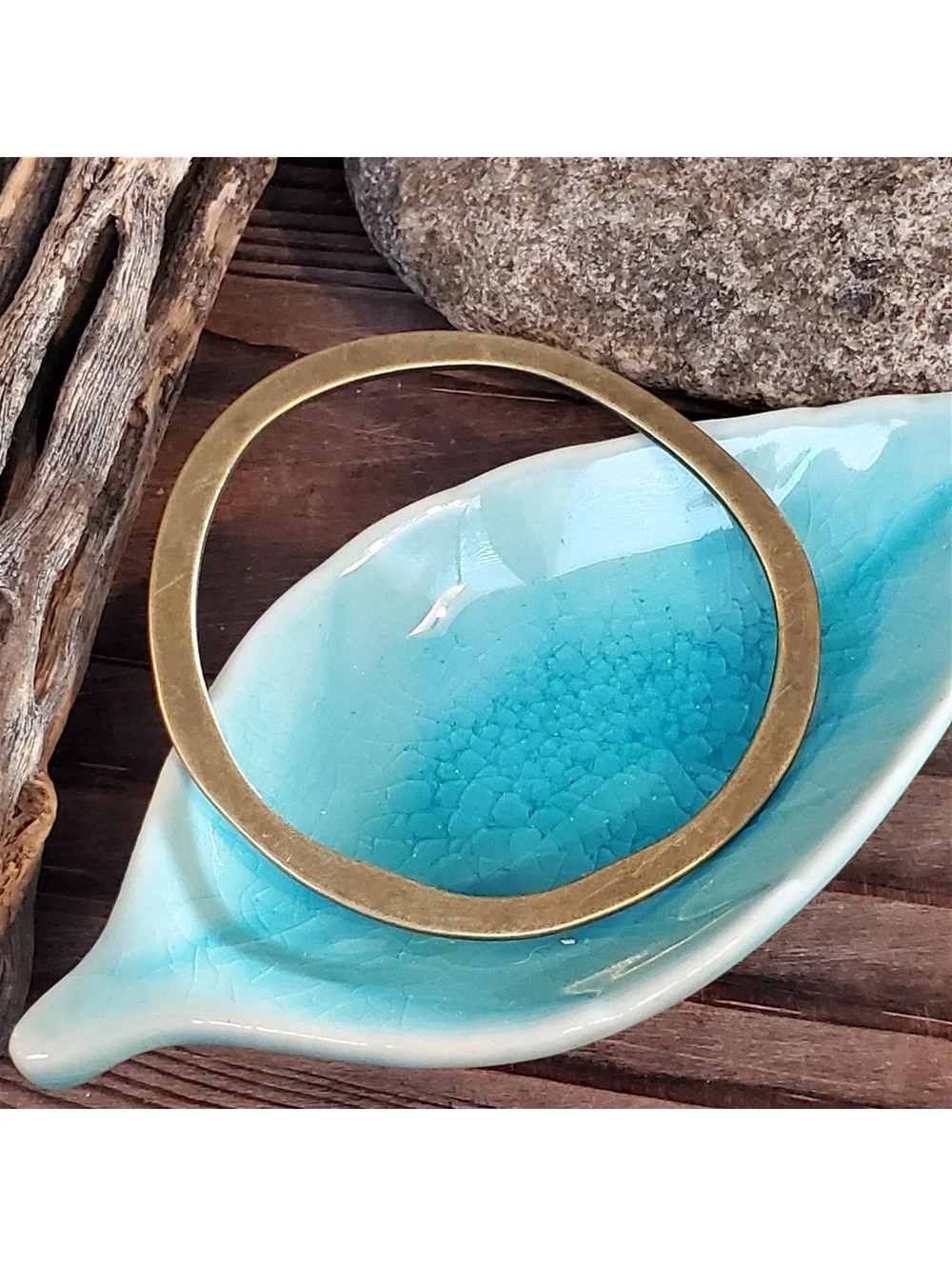 Avant Garde Antique Brass Large Baroque Irregular Wavy Circle Ring Pendant 1 pc